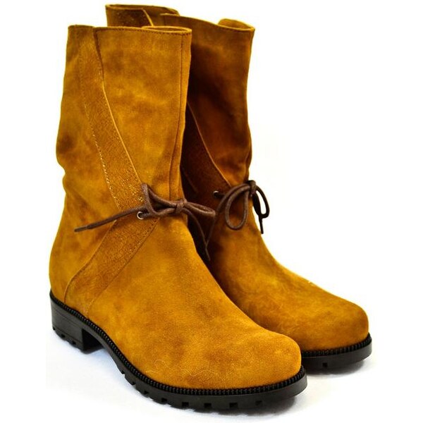 OLEKSY Dámske žlto-hnedé čižmy BECKY 4358119