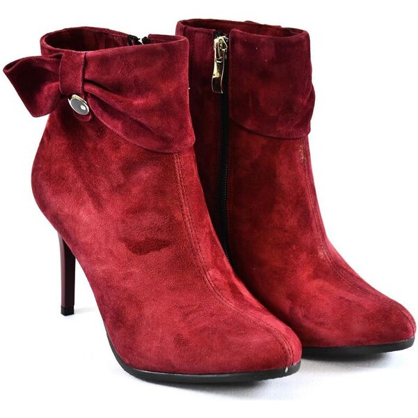 JOHN-C Dámske bordové kožené čižmy ALISIA 4358343