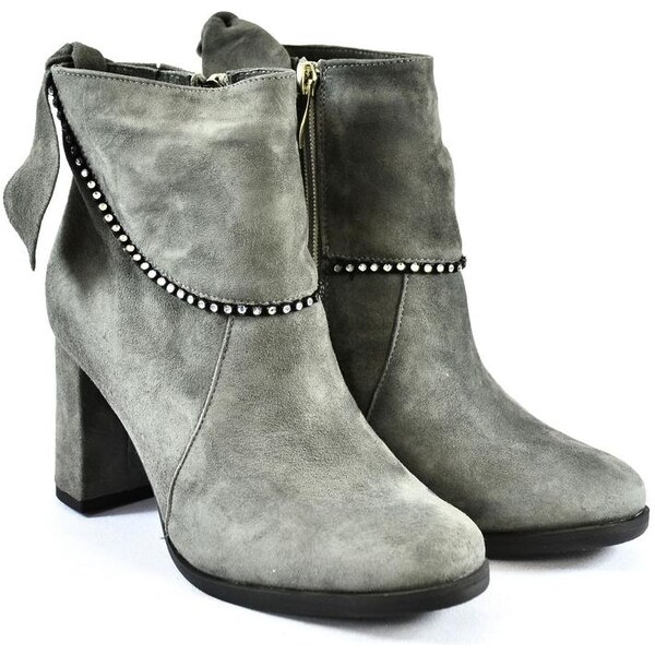 OLEKSY Dámske sivé kožené čižmy MATILDA 8564572
