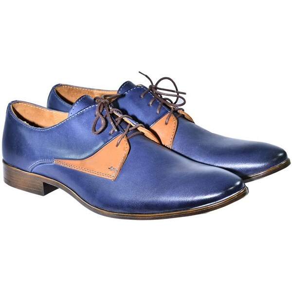 I-GUANA Modro hnedé kožené poltopánky 4358459