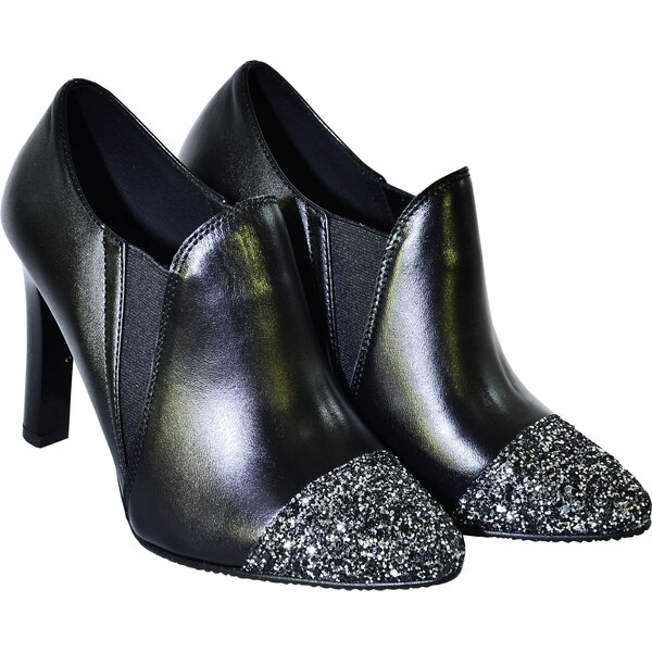 JOHN-C DÁMSKE ČIERNE LESKLÉ POLTOPÁNKY DIAMOND 4358956