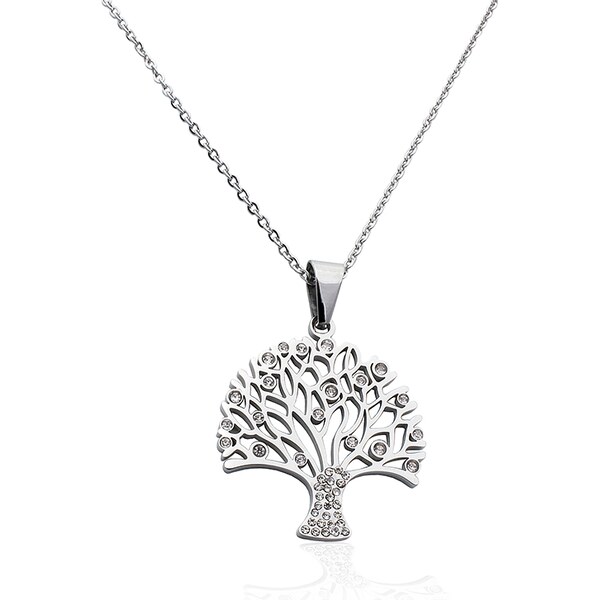 BM Jewellery Náhrdelník strom života sa zirkónmi z chirurgickej ocele 52436004