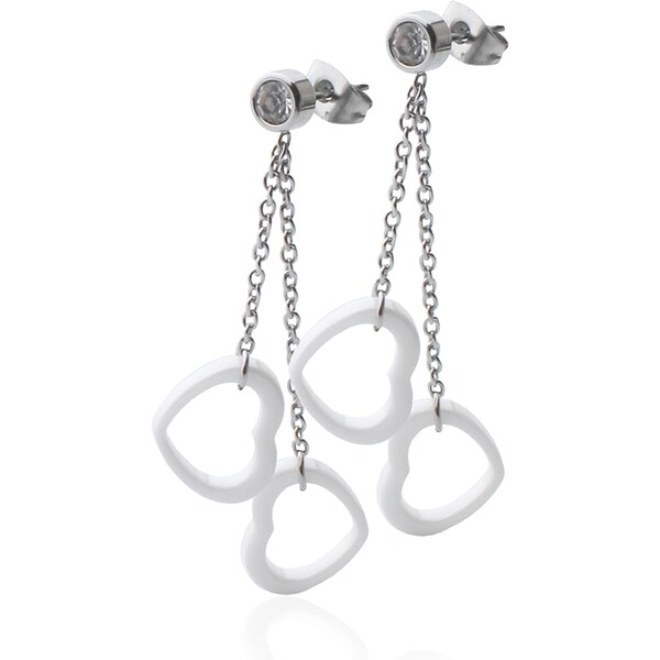 BM Jewellery Náušnice visiace keramické TWO HEARTS S525100 20962817