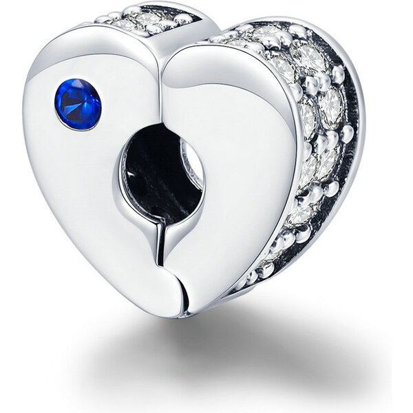 Emporial strieborný prívesok klip Trblietavé srdce 24464408