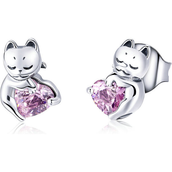 Emporial strieborné náušnice Milovaná mačka SCE453 28285943