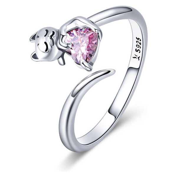 Emporial strieborný nastaviteľný prsteň Milovaná mačka 30313116