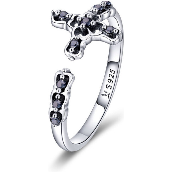 Emporial strieborný nastaviteľný prsteň Krížik 29021064