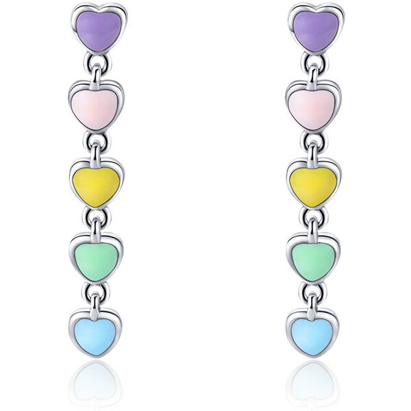 Emporial strieborné náušnice Dúhová srdce SCE451 28135125
