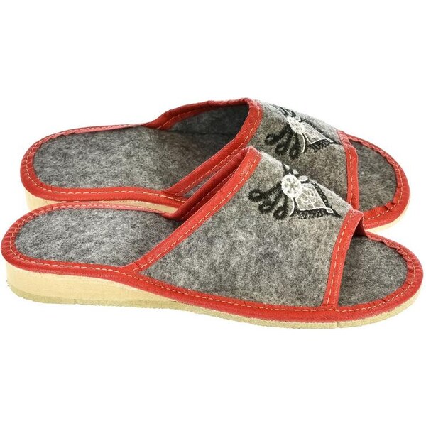JOHN-C DÁMSKE SIVO-ČERVENÉ PAPUČE GORAL 41268808