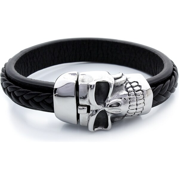 BM Jewellery Pánsky kožený náramok s lebkou SKULL S564280 10400192