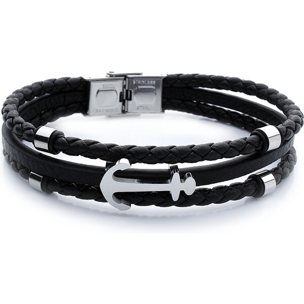 BM Jewellery Pánsky kožený náramok kotva ANCHOR S569180 10400197