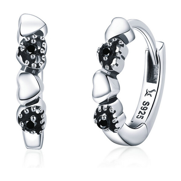 Emporial strieborné náušnice Pole sŕdc SCE445 28186846