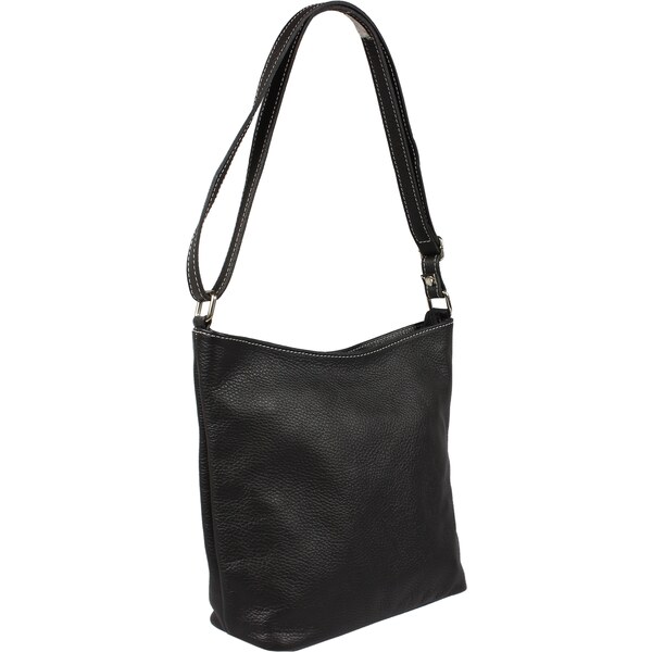 Čierna kožená talianska crossbody kabelka Ebe Nera Filati Bianca 50174335