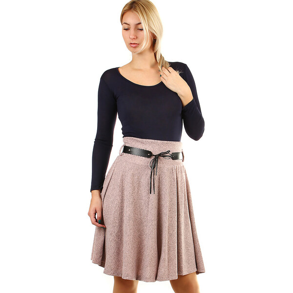 Glara Zimná áčková sukňa žíhaný vzor 66819763