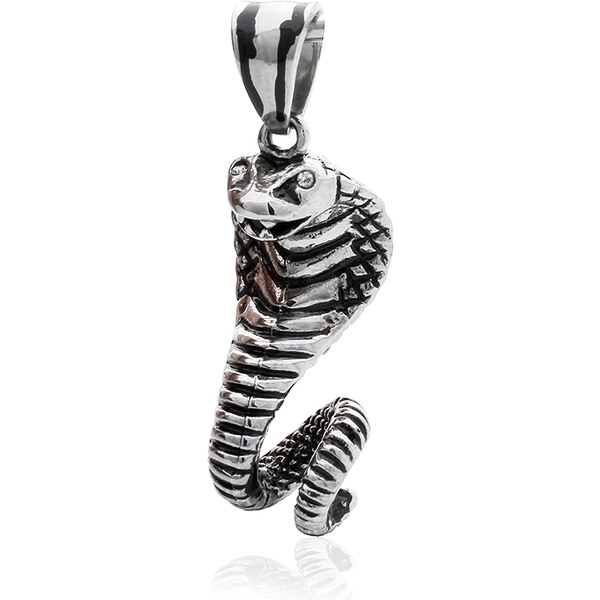 BM Jewellery Prívesok kobra strieborný z chirurgickej ocele S578070 10400206