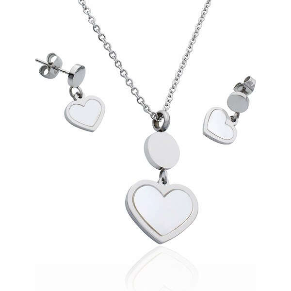 BM Jewellery Dámsky set náhrdelník a náušnice srdce Valentín z 10400211