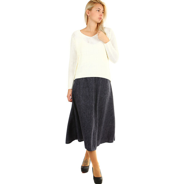 Glara Dlhá dámska úpletová sukňa s melírovaným vzorom 8396351