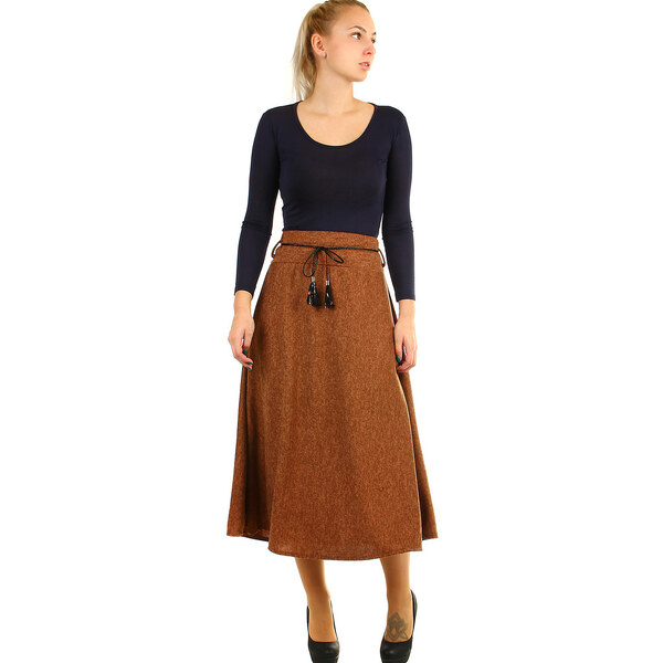 Glara Dlhá dámska úpletová sukňa s melírovaným vzorom 8396352