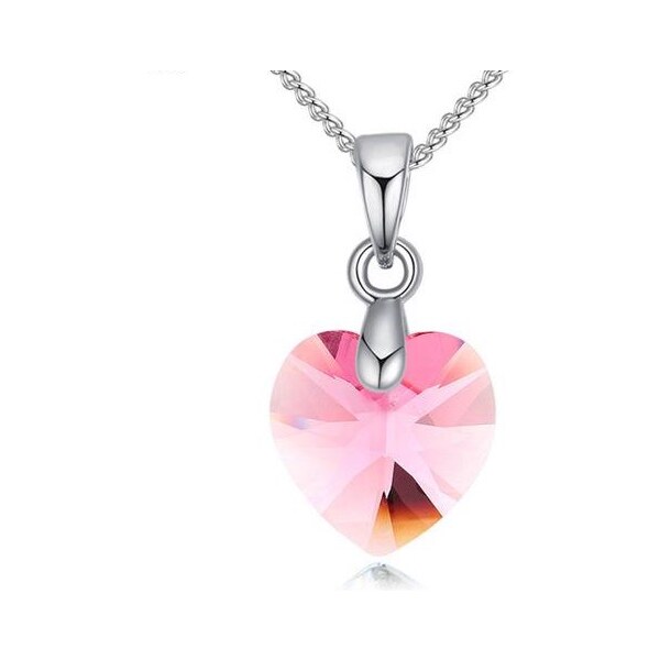 GLORY Náhrdelník krištáľové srdiečko Swarovski elements ružová 173 24068283