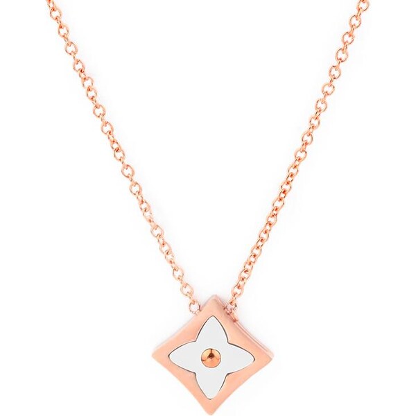 Glory Náhrdelník biely štvorlístok ružovozlatá 131 7971222