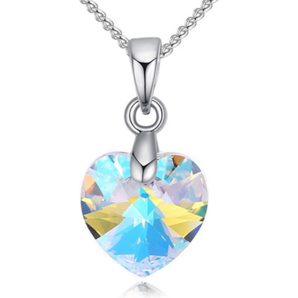 GLORY Náhrdelník krištáľové srdiečko Swarovski elements biela 171 7951079