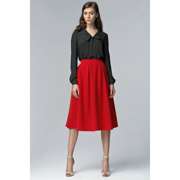 Glara Dámska skladaná midi sukňa s vreckami 8397003