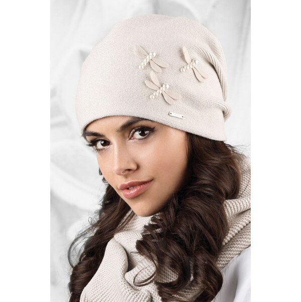Kamea Béžová elegantná dámska čiapka na jeseň s motýlikmi Vasto, Farba 66262608