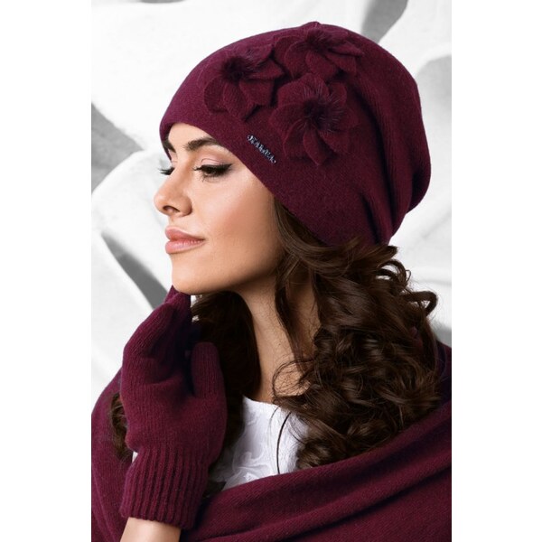 Kamea Bordová luxusná dámska elegantná čiapka na zimu so štýlovými 21031020