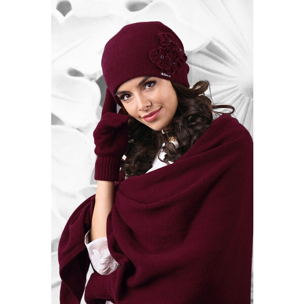 Kamea Bordový dámsky šál na zimu 01, Farba bordová 14622048