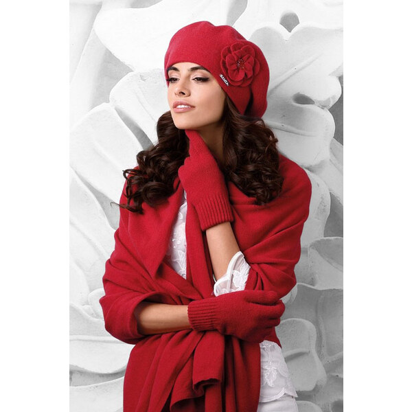 Kamea Červený dámsky šál na zimu 01, Farba červená 8269003