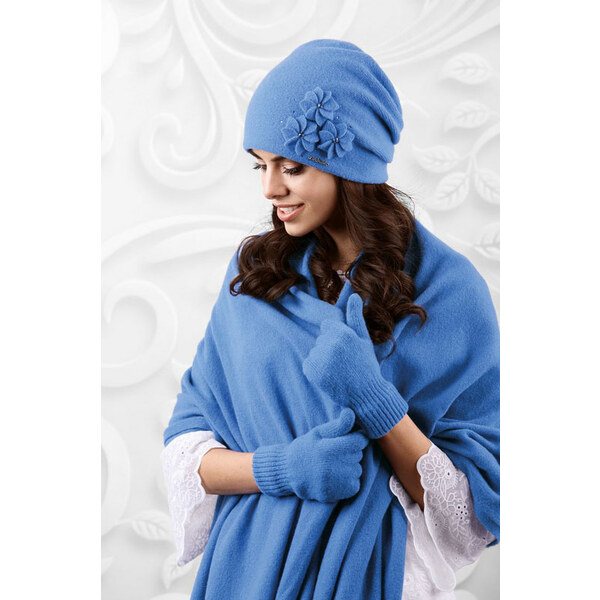 Kamea Nebesky modrý dámsky šál na zimu 01, Farba nebesky modrá 8269005