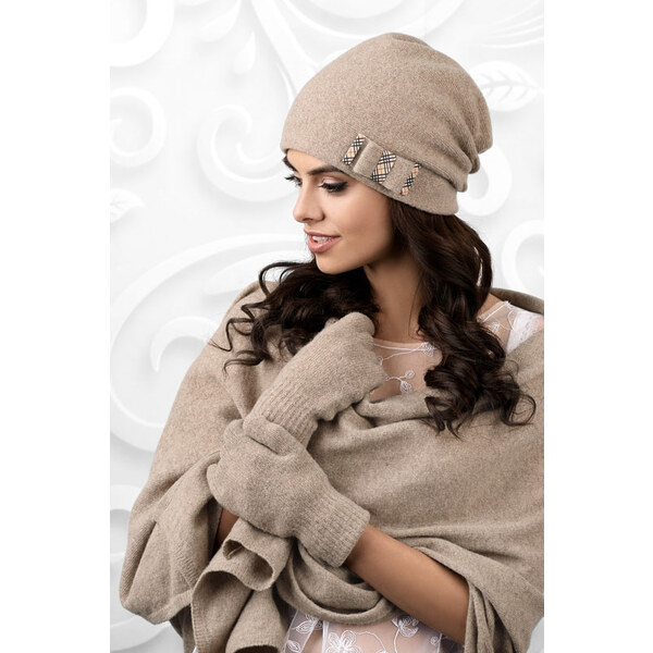Kamea Tmavobéžový dámsky šál na zimu 01, Farba tmavobéžová 8271273