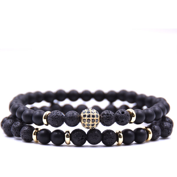 Glory Charms náramok 2 ks čierna/lávové kamienky 1114 36533280