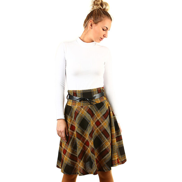 Glara Áčková sukňa s károvaným vzorom 8536044