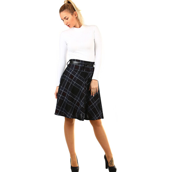 Glara Áčková sukňa s károvaným vzorom 8536046