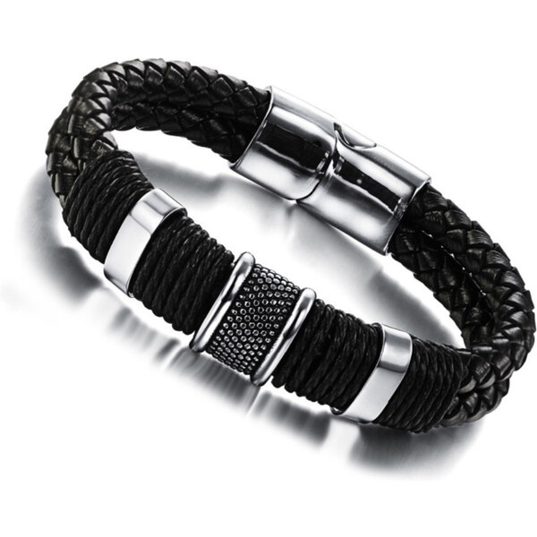 Glory Pánsky športový kožený náramok Cool man čierny 8557555