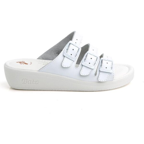 BATZ Dámske kožené biele šľapky 3BCS 8563926