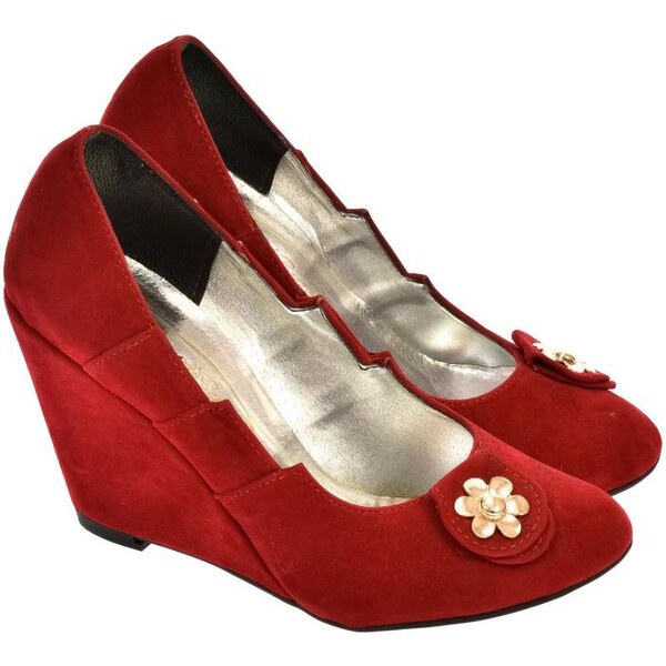 JOHN-C DÁMSKE ČERVENÉ SEMIŠOVÉ TOPÁNKY ESTELE 8568398