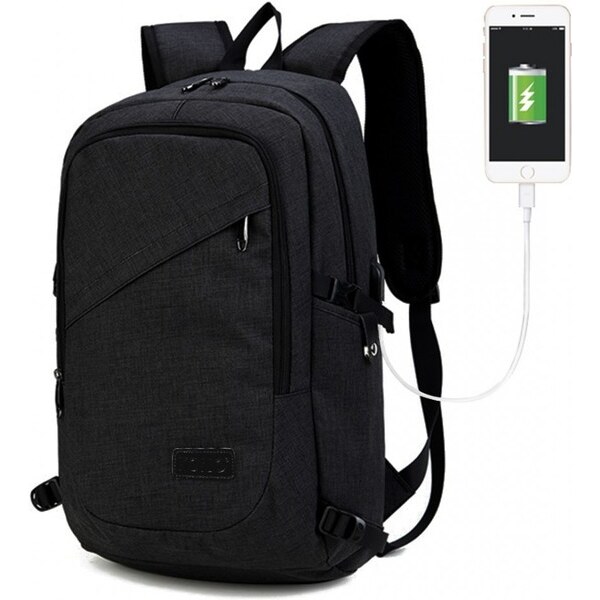 Miss Lulu Ruksak - školský, pracovný s usb nabíjaním, čierny 47971352