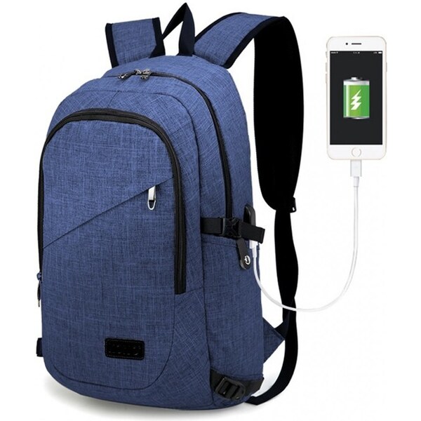 Miss Lulu Ruksak - školský, pracovný s usb nabíjaním, tmavomodrý 28272643