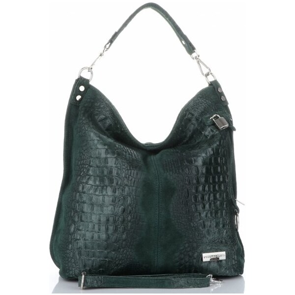 Kožené kabelka shopper bag Vittoria Gotti fľašková zelená V898 28397427