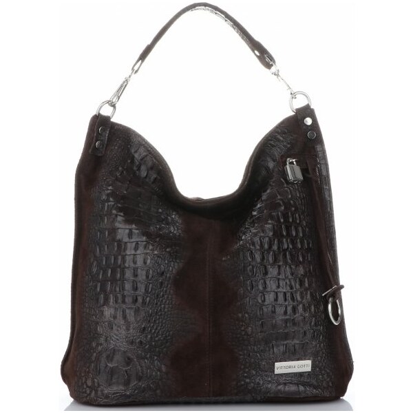 Kožené kabelka shopper bag Vittoria Gotti čokoládová V898 66552235