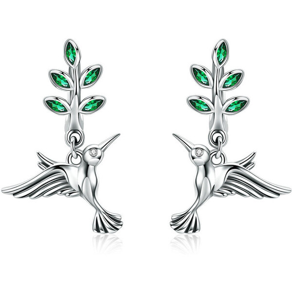 Emporial strieborné náušnice Polietavý kolibrík SCE464 28242359