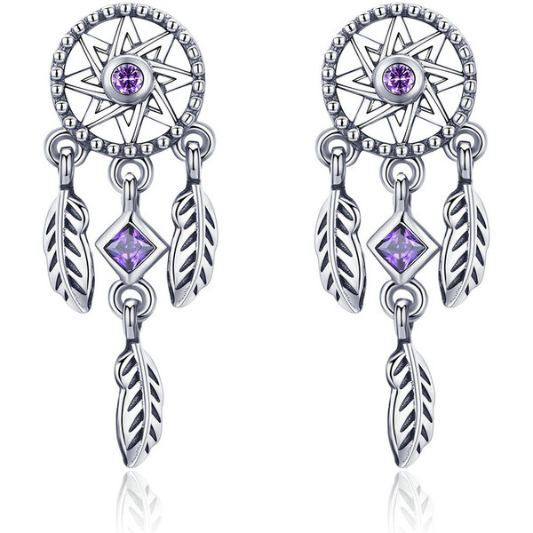 Emporial strieborné náušnice Spirituálny lapač snov SCE502 28284204