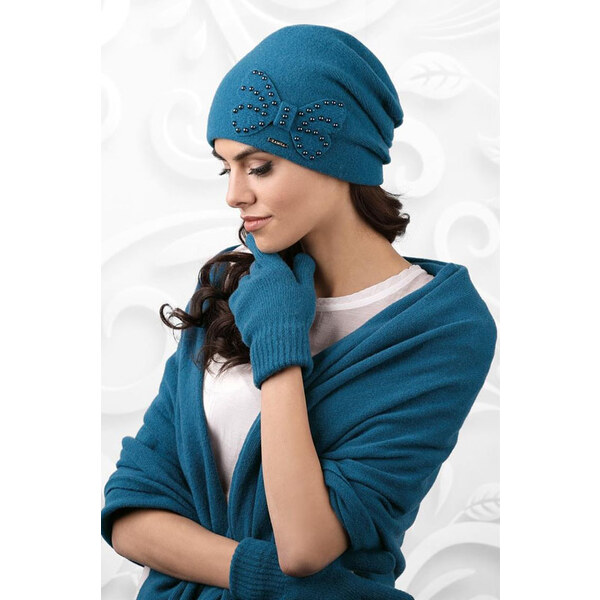 Kamea Tmavotyrkysový dámsky šál na zimu 01, Farba tmavotyrkysová 9035562