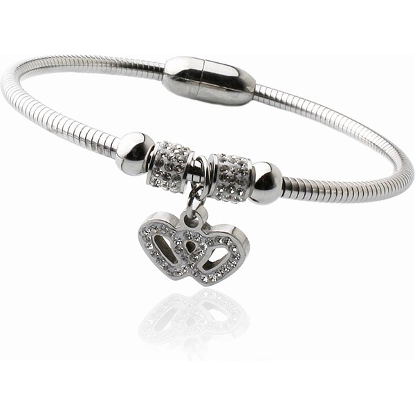 BM Jewellery Luxusné náramok dve srdcia so zirkónmi Valentín S597120 43196487