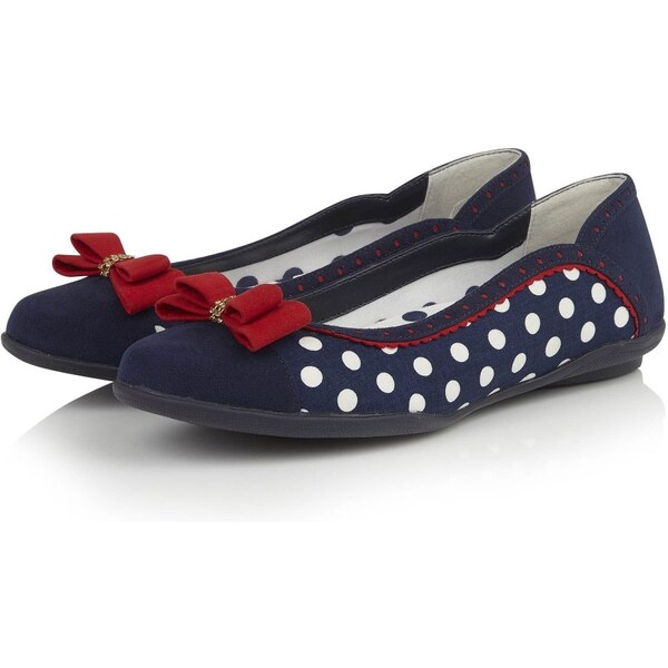 Ruby Shoo Lizzie Modré bodkované baleríny 9212602