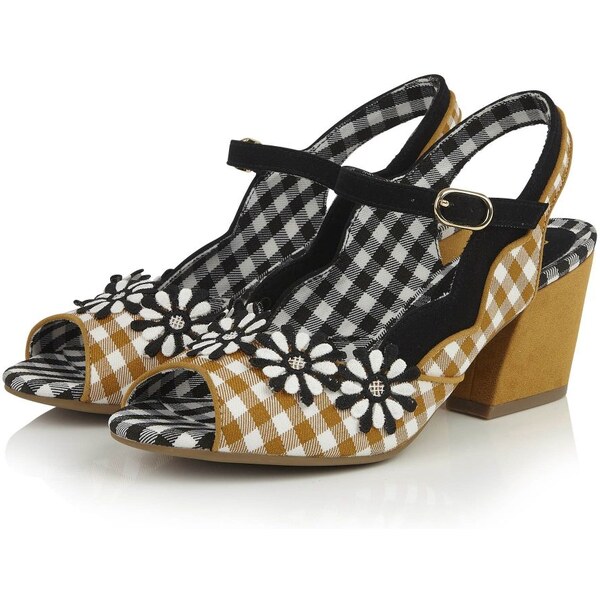 Ruby Shoo Hera Žlto-čierne kárované sandále 9212607