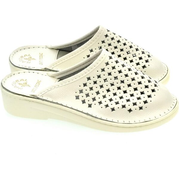 Dámske kožené biele šľapky LARA 33513568