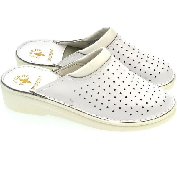 JOHN-C Dámske kožené biele šľapky SANDA 64296097